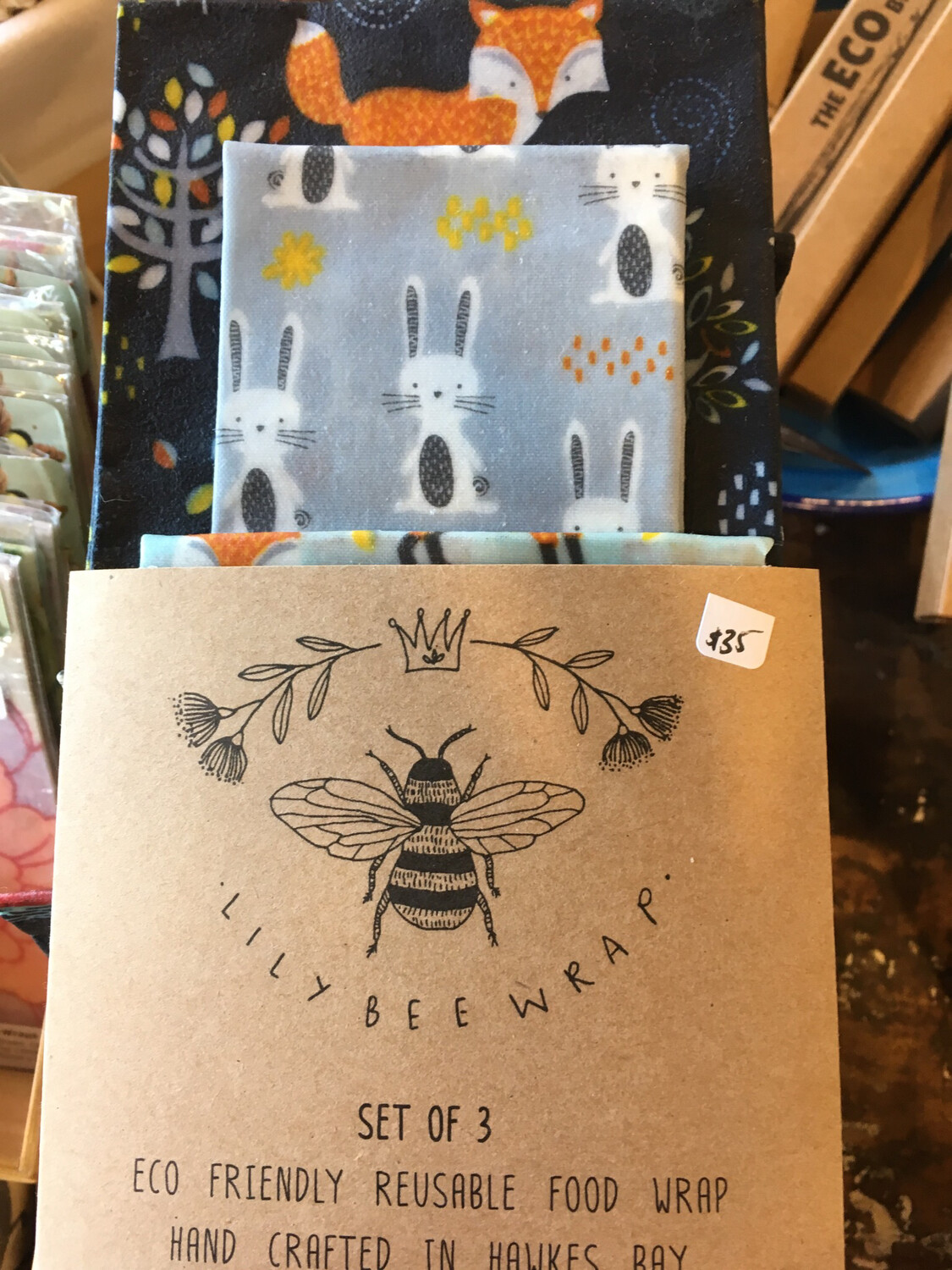 Lily Bee beeswax food wrap Set Of 3 Lilybee