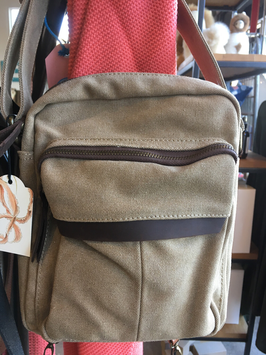 Leather & Canvas Satchel Bag