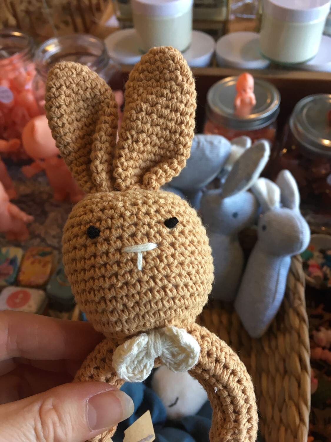 Crochet Bunny Rattle Baby Toy Teether
