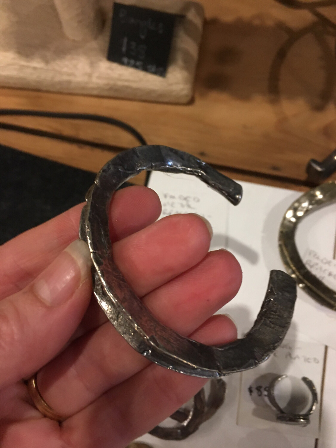 Elassaad Bangle Folded Metal Bracelet Brass & Silver Plated
