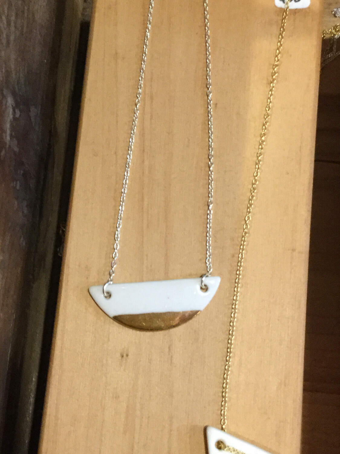 LoveHate Necklace Or Earrings porcelain gold dip