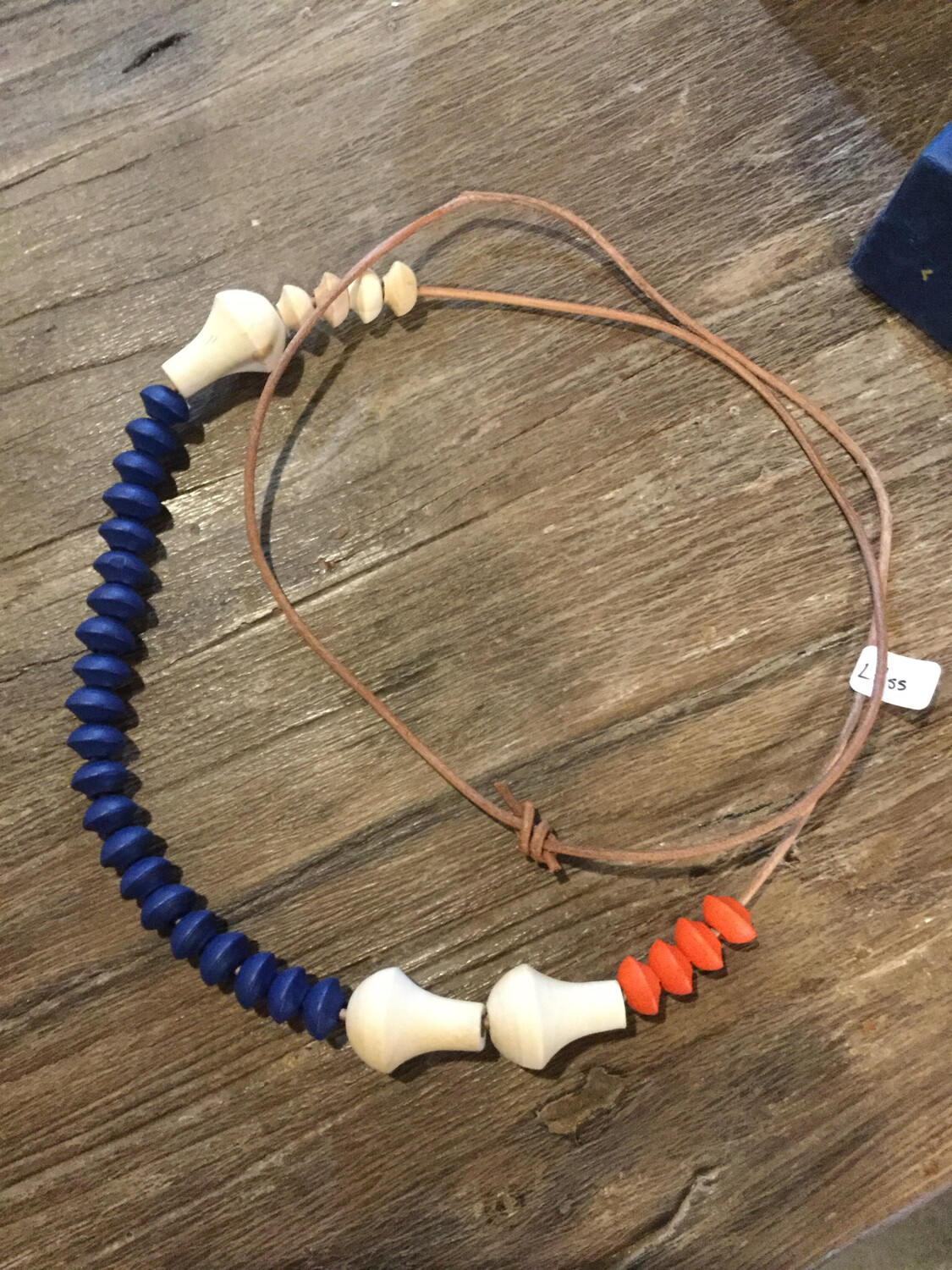 Lovehate NL Wood Bead Necklace with Leather Cord