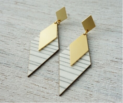 Shlomit Ofir ER Diamond Shaped Earrings Double Hanging
