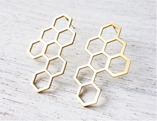 Shlomit Ofir ER Gold Honeycomb Earrings (& Silver) 