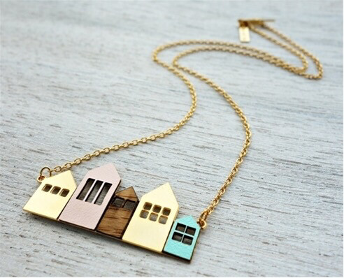 Shlomit Ofir NL Copenhagen Houses Necklace in Short (5) Or Long (7) Houses