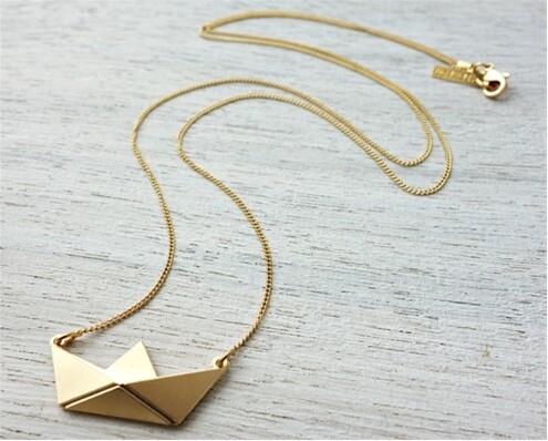Shlomit Ofir NL Paper boat Necklace in gold or silver