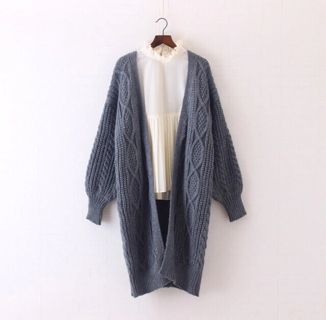 Chunky Cable Knit Cardigan Long Cardy