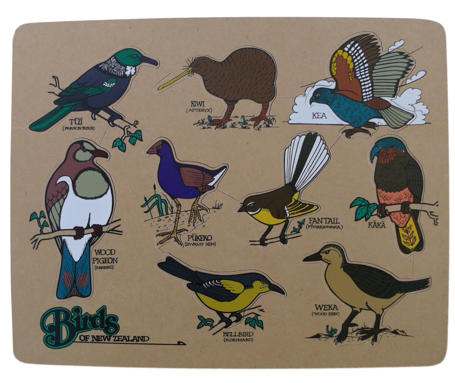 Birds Of New Zealand Wooden Puzzle Maori names
