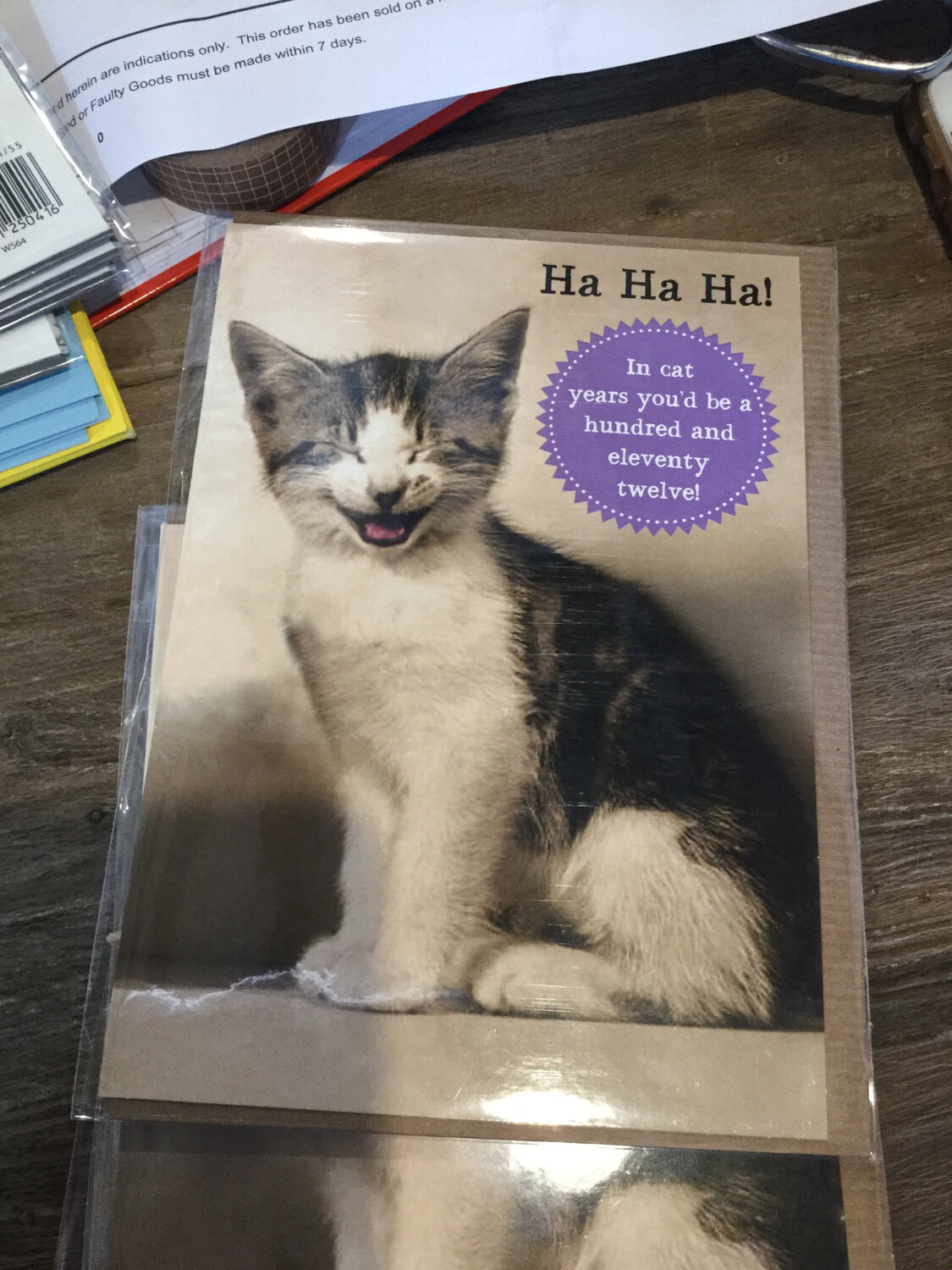 Ha Ha Ha Card Cat Years Pigment Animal Antics