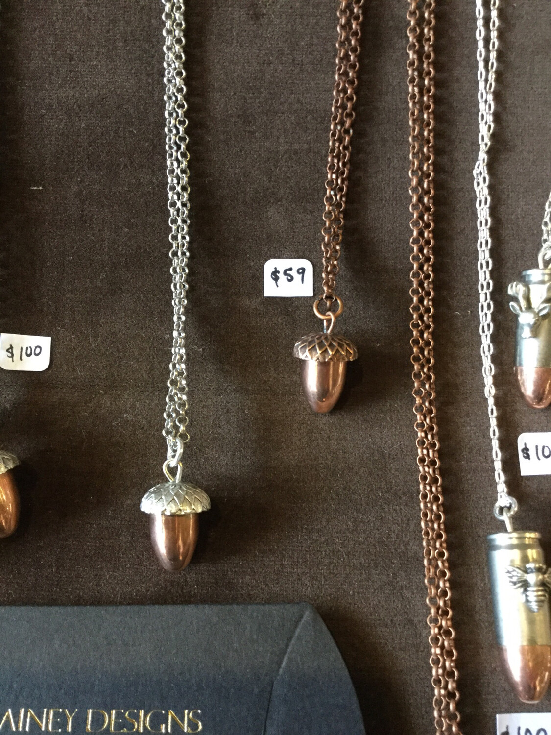 Rainey Designs Acorn Pendant Single Silver Gold Copper Acorn Necklace