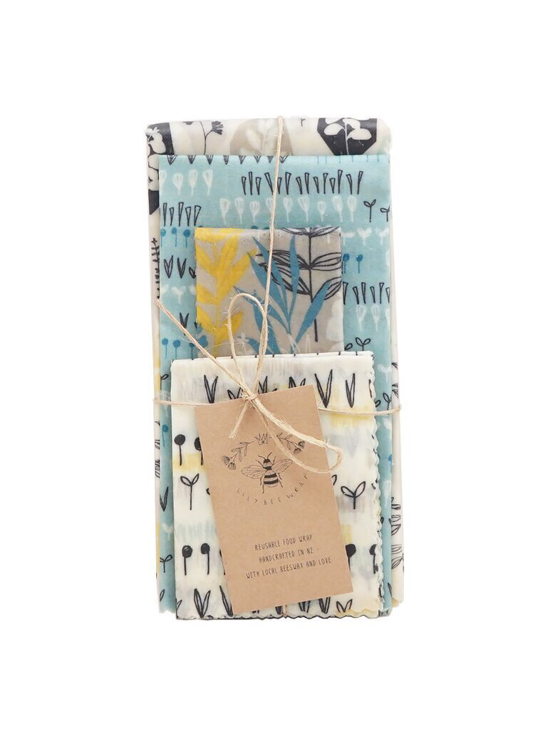Lilybee Wrap Reusable Beeswax Food Wrap Lunch Pack 4