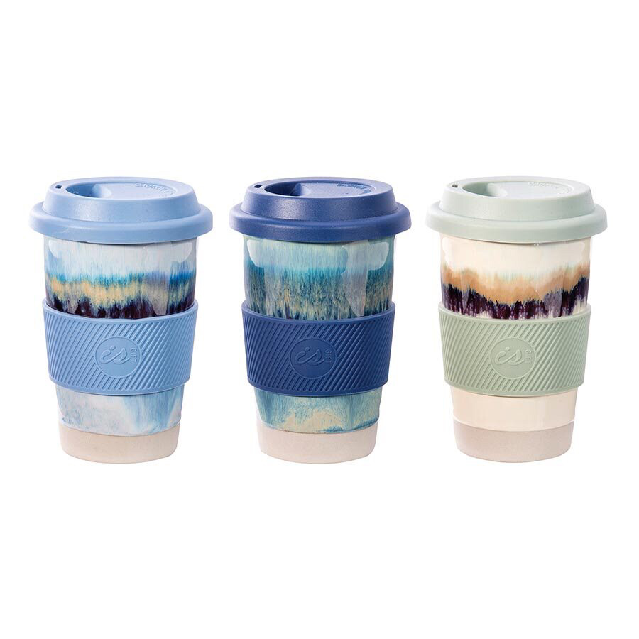 Is Ecup Ceramic Glaze Reusable Coffee Mug Takeaway Cup With Silicon Lid IS Gift 