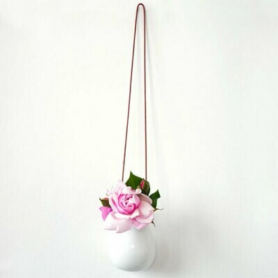 Ceramic Hanging Vase pot on rope or leather cord