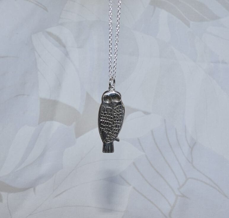 Tania Mallow Ruru Owl Silver Necklace Morepork Pendant