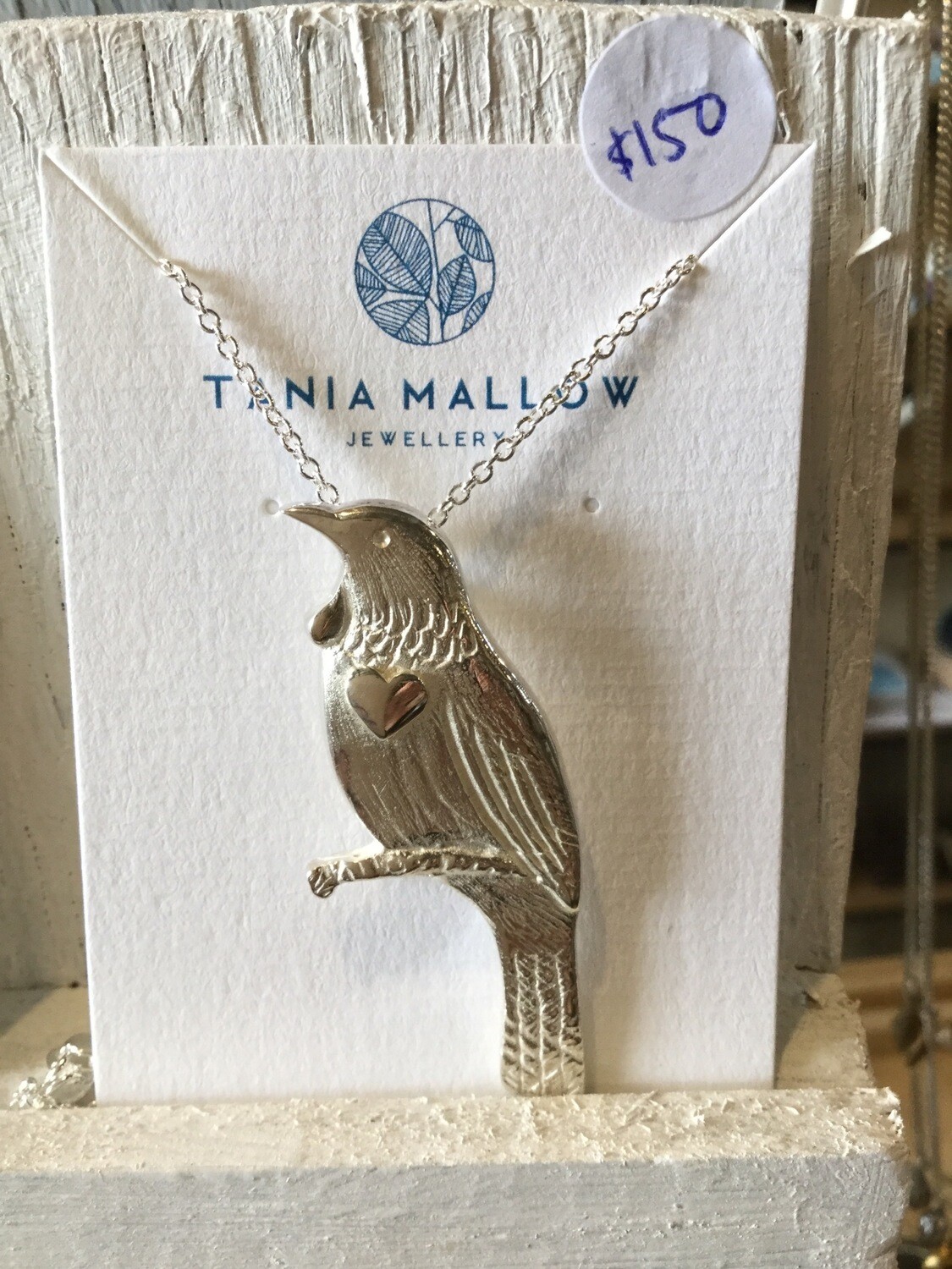 Tania Mallow Large Silver Tui Pendant Tui Necklace With Heart