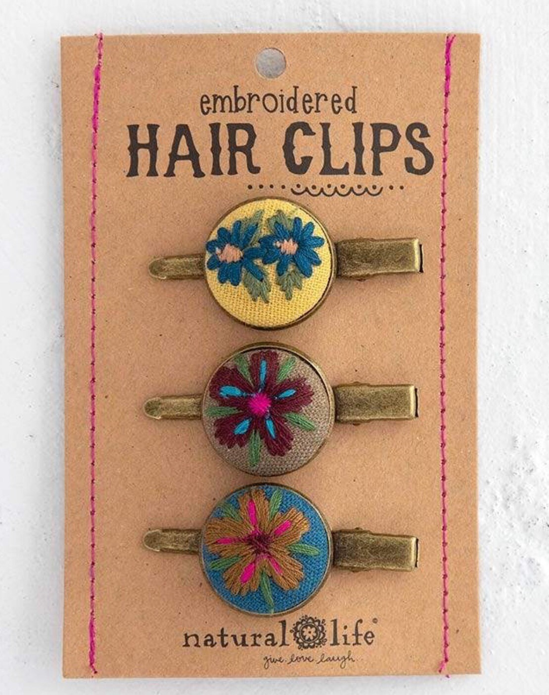 Embroidered Hair Clips Natural Life Hairclips