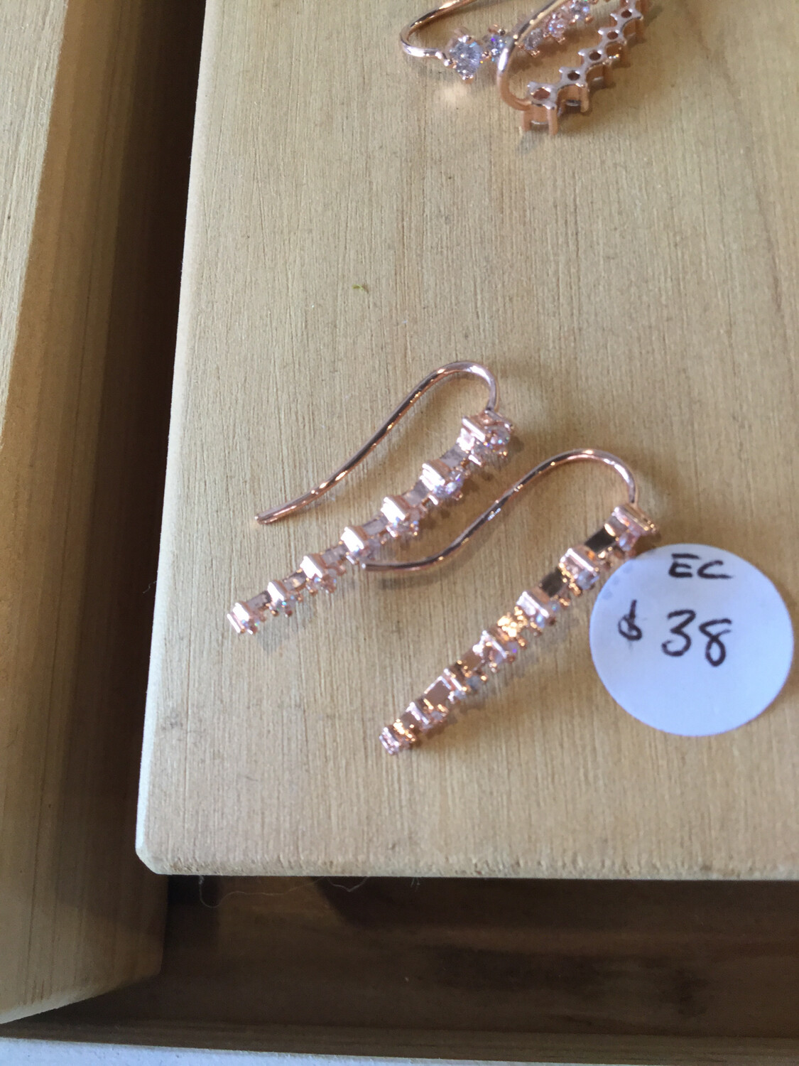 Ear Climber Earrings Cubic Zirconia Crystal And Rose Gold Plated