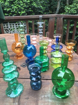 Hand Blown Glass Vases Variety Of Coloured Glass Vase And Candle Sticks