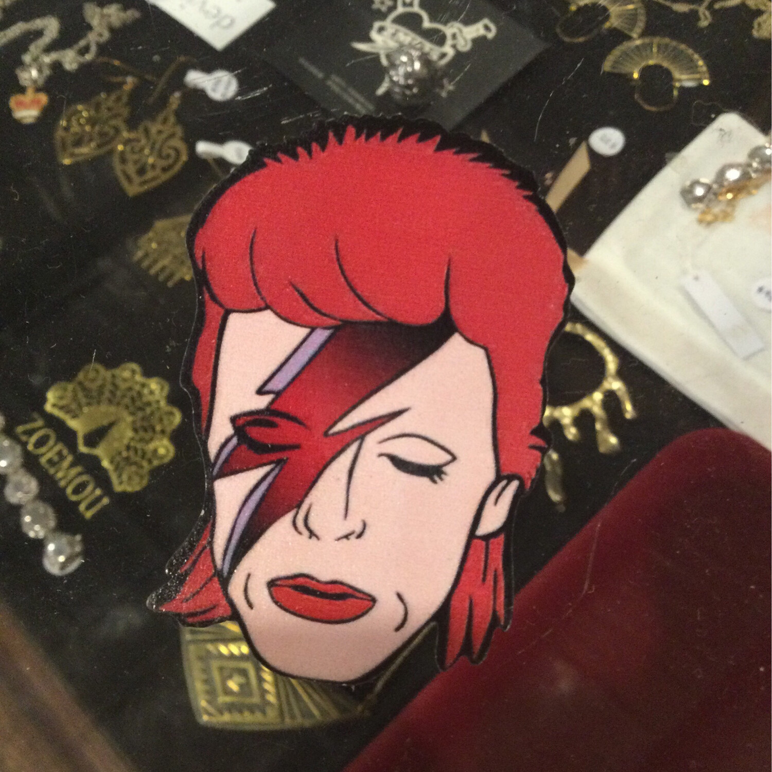 David Bowie Wooden Brooch / Badge