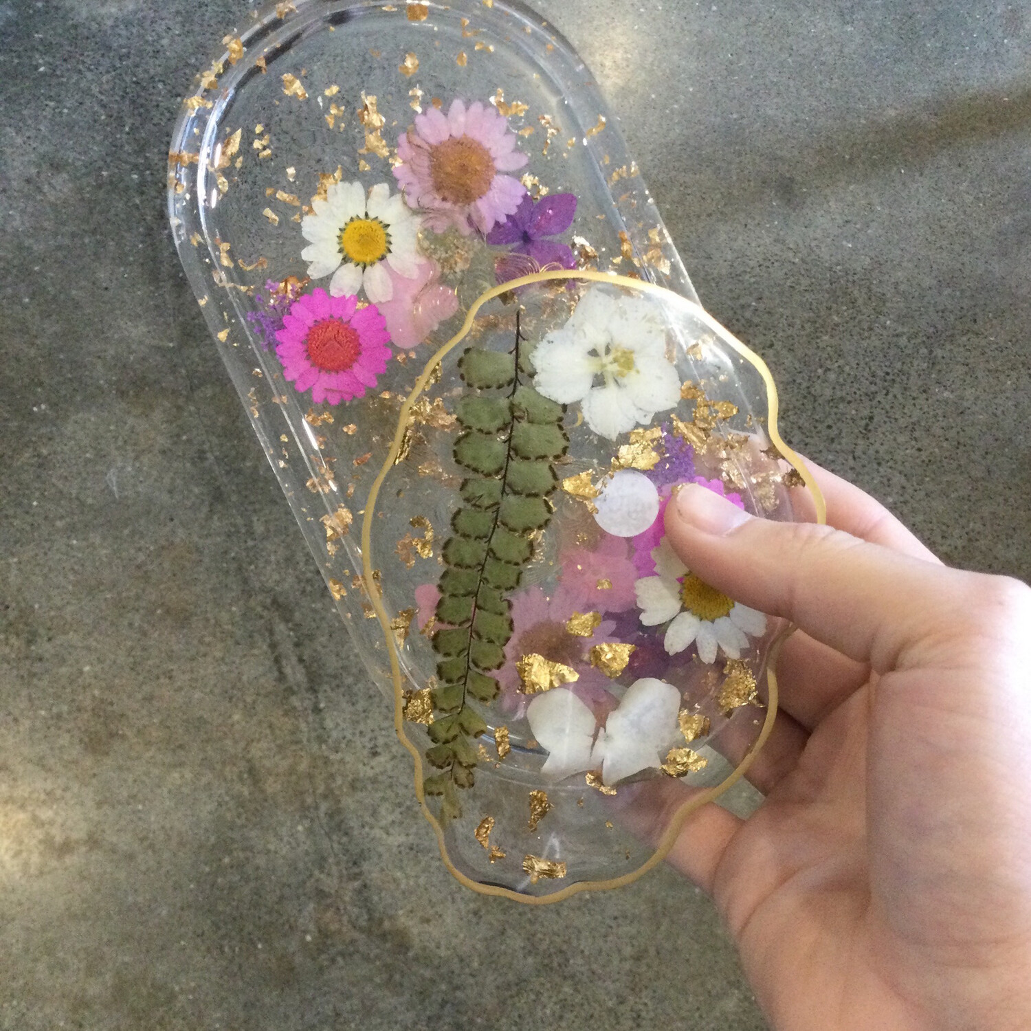 Bloom Trinket Tray Resin And Dried Flowers 