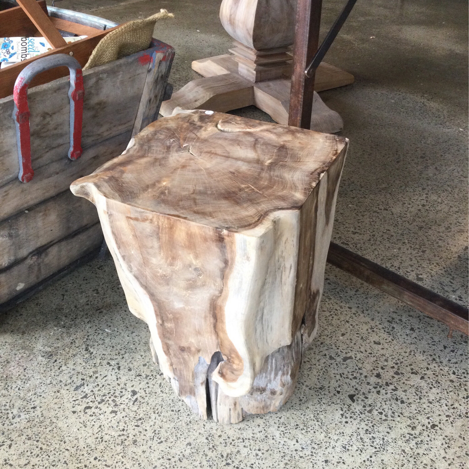 Cruise Root Side Table . Stump Stool . Log Square Plant Stand