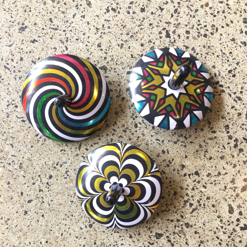 Retro Tin Spinning Tops . Classic Tin Top
