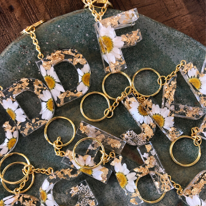 Key Chain Bloom Dried Flowers In Resin