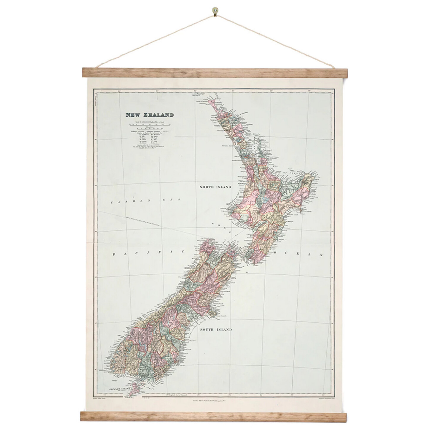 New Zealand Made Canvas Wall Chart Map