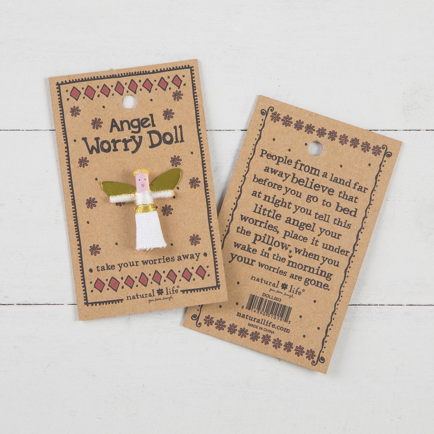 Worry Doll Charm, natural life