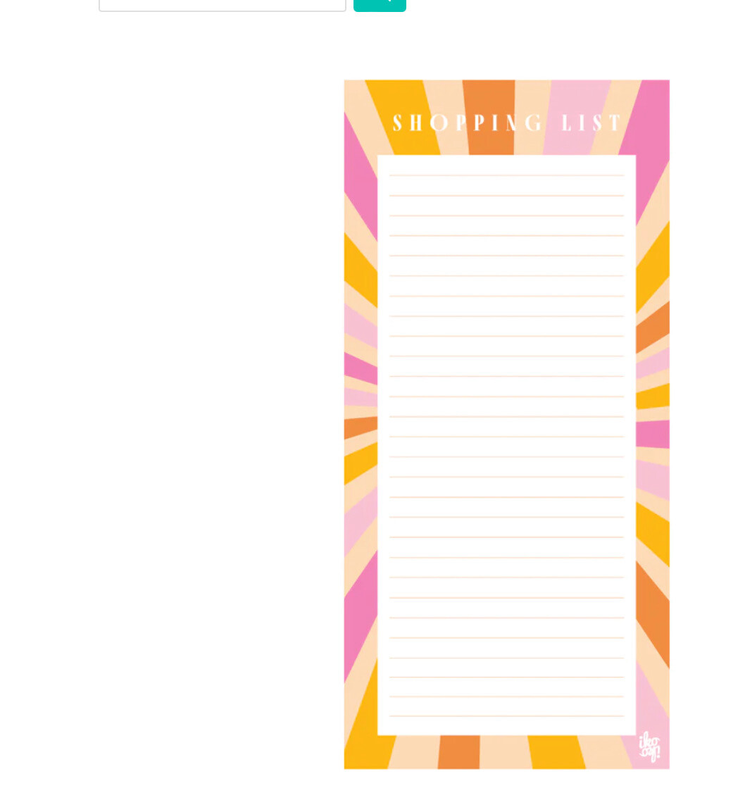Ikoiko Linded Notepad, Style: Sun Burst Shopping List