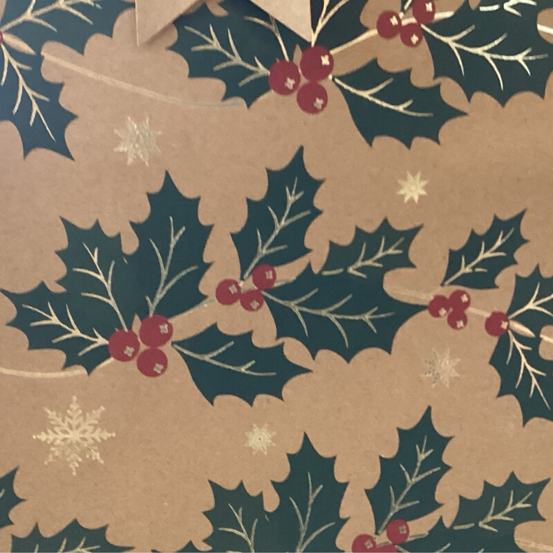 Kraft Holly Gift Bag 100% Recyclable