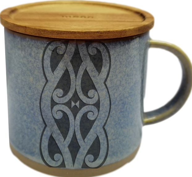 Moana Road Glazed Ceramic Mug With Lid, Colour: 1. Blue