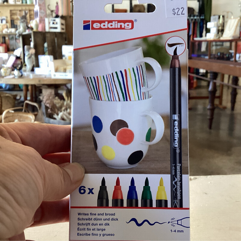 Porcelain Brushpen Set Of 6 Paint Pens Edding