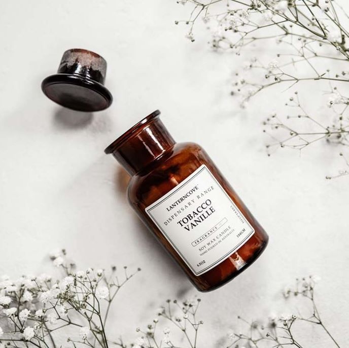 Dispensary Candle  Apothecary Bottle, Lantern Cove