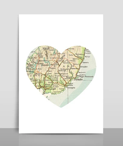 Map Heart shaped restickable Wall Art Sticker By Ink Bomb