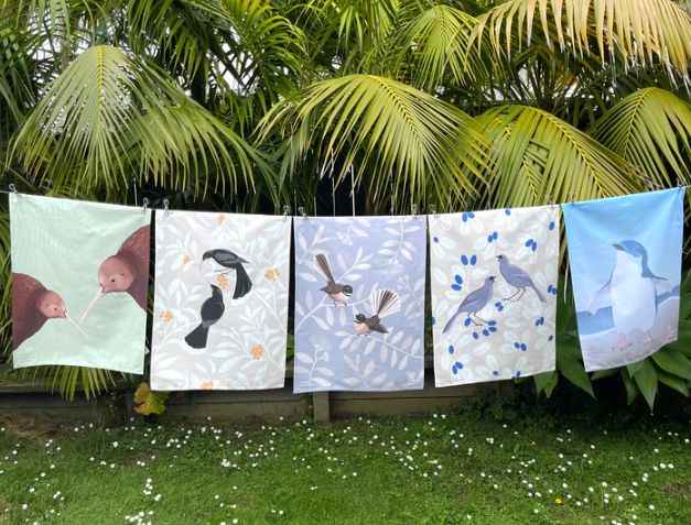 Hansby Design NZ Tea Towels Native Birds