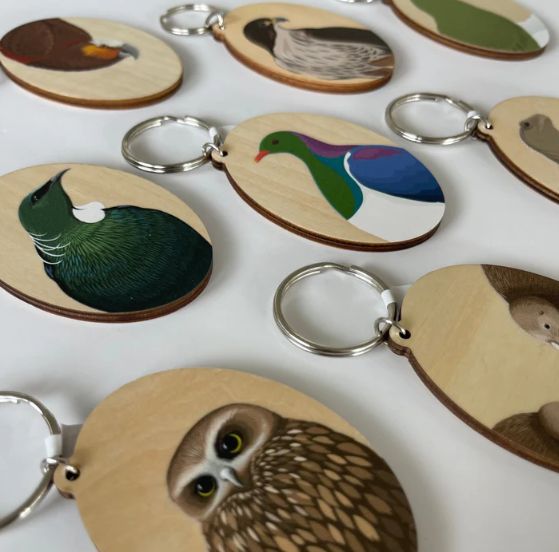 Hansby Design Keyrings &amp; Magnets Native Bird Art NZ Made