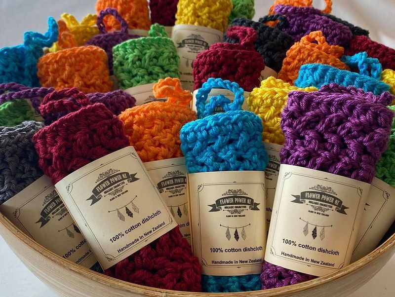 Cotton Dishcloth, Flower Power NZ Products