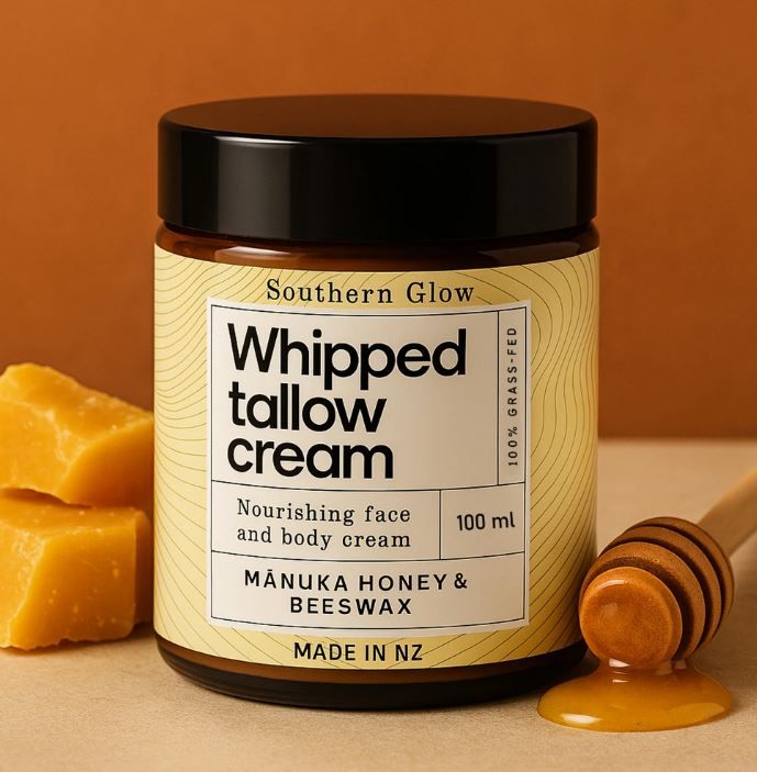 Southern Glow Beef Tallow Cream, Fragrance: 1. Manuka Honey and Beeswax