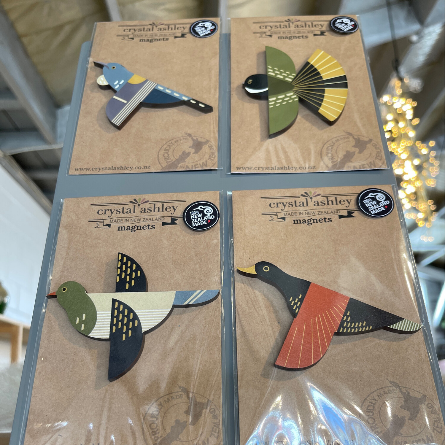Crystal Ashley NZ made native bird Wooden Magnets
