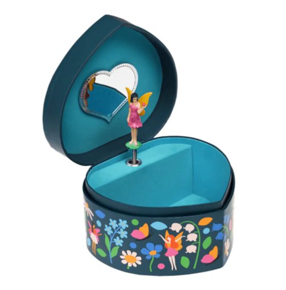 Heart Shaped Musical Jewellery Box Fairies In The Garden
