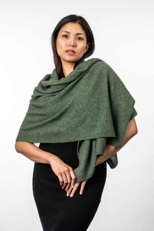 Koru Moss Stitch Wrap/Scarf - Possum ,Merino Lambswool &amp; Silk