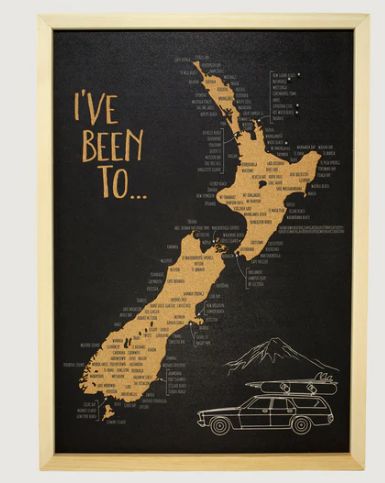 Pin Map, A4 Framed Aotearoa, Moana Road