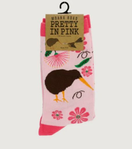 Pretty In Pink Kiwi &amp; Fantail Bamboo Socks