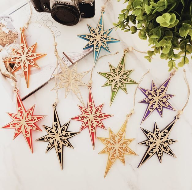 Crystal Ashley Hanging Ornaments Bamboo &amp; Acrylic