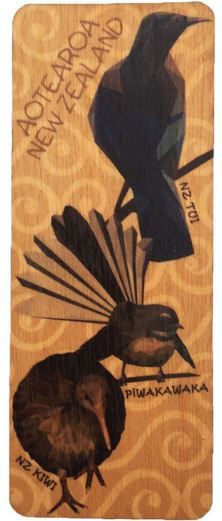 Wooden Bookmark NZ Native Birds By Nuzilla