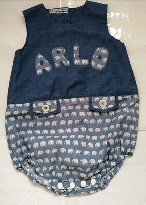Blue dungaree romper  AGE  6-12Months