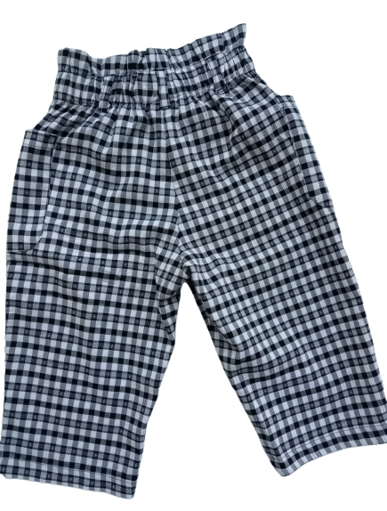 Next black and checkered  trousers age 12-18 months