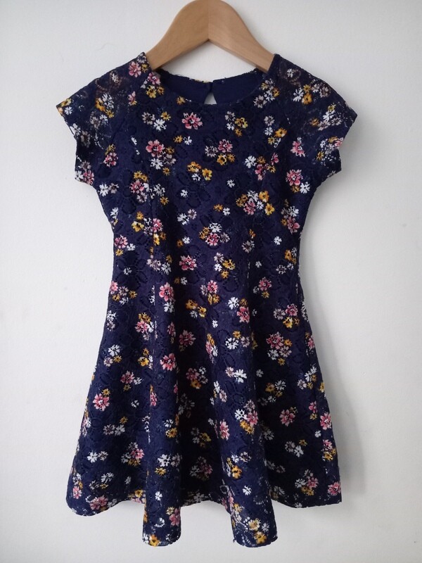 Blue flowery dress age 3/4 years old