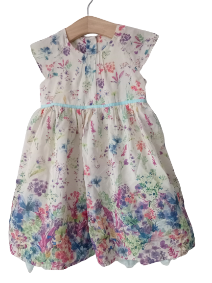 Cream floral dress age 12-18 Months